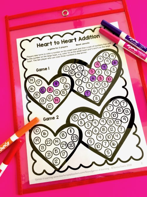 Valentine’s Day Math Games Freebies