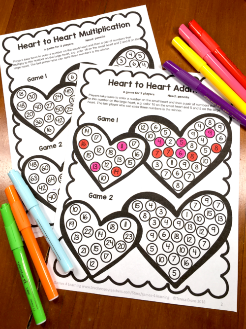 Valentine’s Day Math Games Freebies